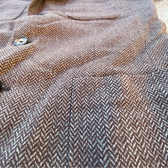 Vintage Blazer Lou Myles Wool Sport Coat three Button Herringbone Union Made - Picture 10 of 16